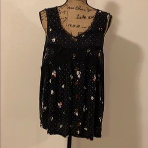 Black floral tank